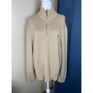 Ralph Lauren Polo Mens Size XL Quarter Zip Pullover Tan Old Money Fisherman